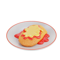 PNG 3D Chicken Parmigiana Illustration Isolated on a White Background