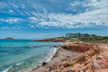Cala Nova beach is located in Santa Eulalia del Rio, in the eastern part of the island of Ibiza, in...