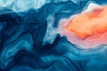 Obraz premium Abstract swirling blue and orange colors resembling water or clouds.