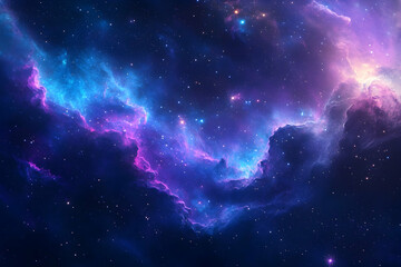 Fototapeta premium Colorful nebula filled with stars and cosmic dust against a dark background.