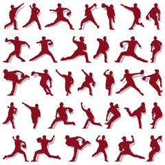 イラスト素材：スポーツシルエット野球