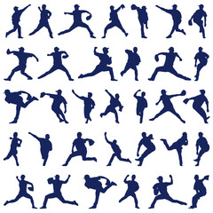 イラスト素材：スポーツシルエット野球