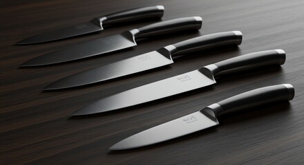 Kitchen Knives on Wooden Table