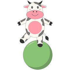 Illustration of Cute Cow. Vector Cartoon Character on White Background.