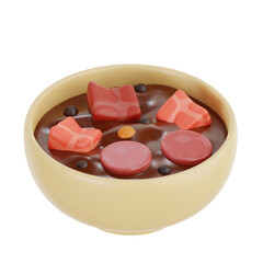 PNG 3D Traditional Brazilian Feijoada Stew Illustration Isolated on a White Background
