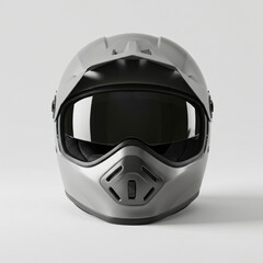 White Off-Road Motorcycle Helmet Mockup on White Background
