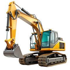 Powerful Excavator: Heavy Equipment, Construction Machinery, Digger, Yellow Excavator, Crawler Excavator, Earthmoving Equipment
