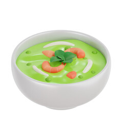 PNG 3D Thai Green Curry with Shrimp Illustration Isolated on a White Background