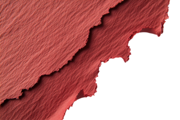 Textured crimson paper layers with torn edges