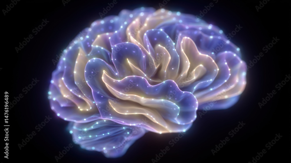 Poster discovering neural pathways 3d brain visualization digital art scientific concepts