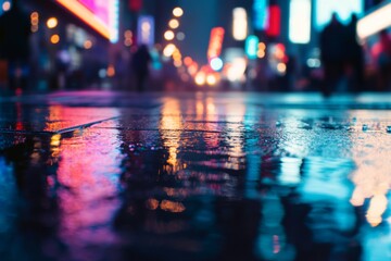 Rain-slicked city street at night (1)
