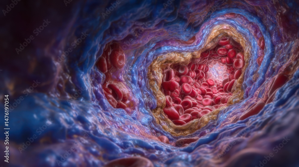 Poster exploring blood vessel microenvironment a close-up view of circulatory system dynamics