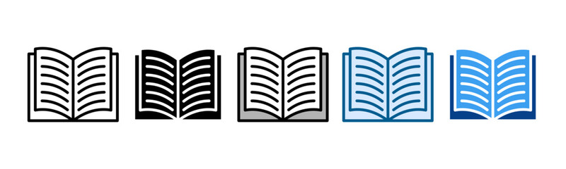 Open Book Icon Set Multiple Style Collection