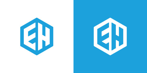 Letter EH Hexagon Logo Design