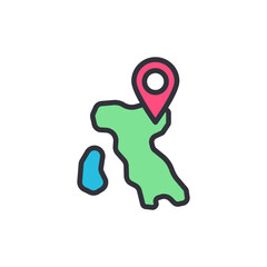 Stylized Italy Map With Location Pin And Transparent Backdrop