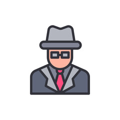 Abstract Detective Character Wearing Suit And Fedora With A Tie