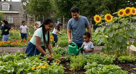 People Gardening Together in a Community Garden