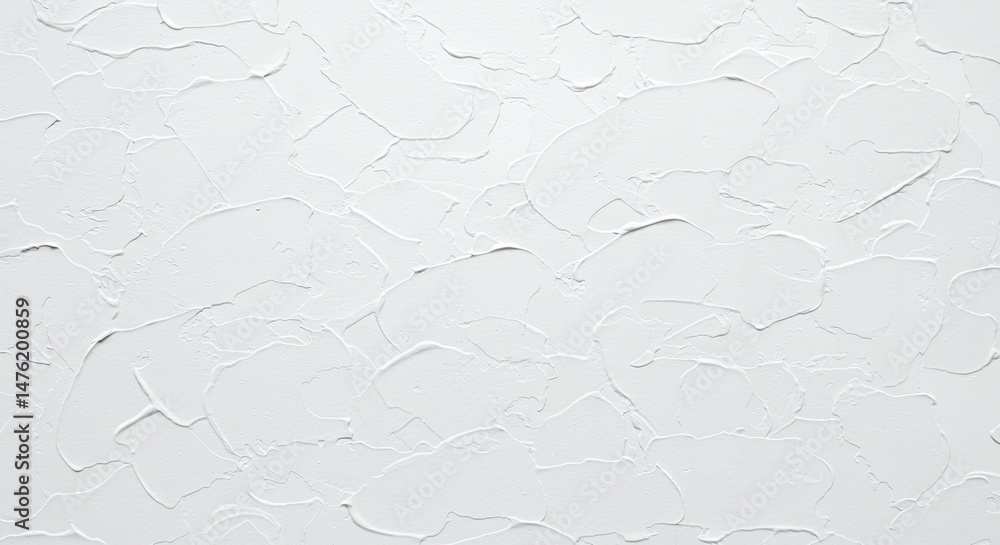Poster close-up of a textured white wall with a thick, uneven stucco finish, creating a background with dep