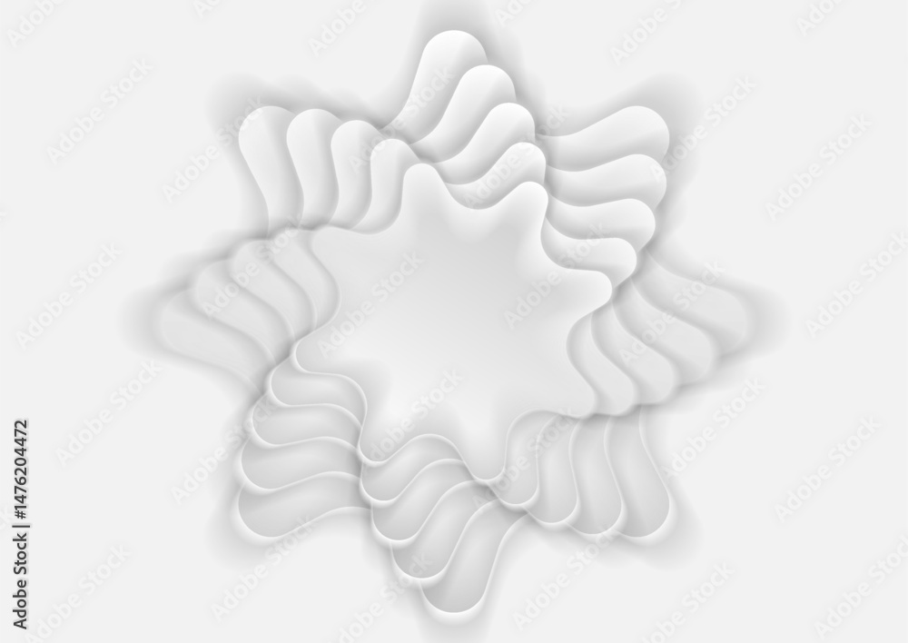 Poster White smooth 3d layered paper star. Twisted stars shape abstract vector design