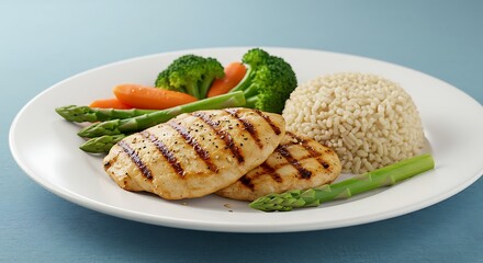 Grilled Chicken Breast with Rice and Vegetables