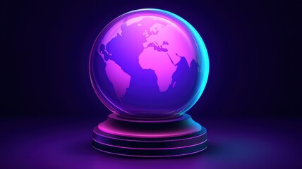 Glowing Purple Globe Representing Digital World