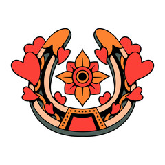 love horseshoe tattoo vector design