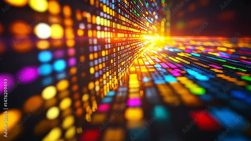 Poster vibrant digital background with colorful lights, creating dynamic energy that evokes excitement and 