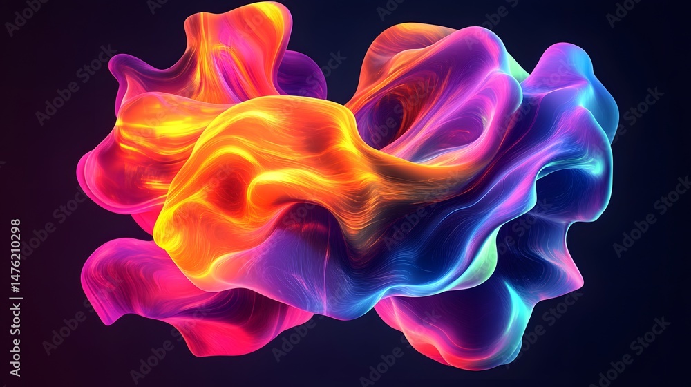 Poster dynamic, abstract form with vibrant color gradients.