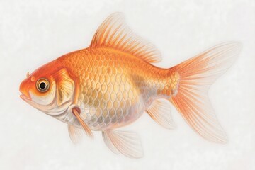 Fish drawing orange goldfish suitable design tattoo icon traditional aquatic nature elegant pet.