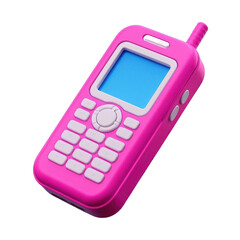 Pink Cartoon Mobile Phone 3D Render  Retro Cellphone Icon