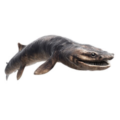 A prehistoric creature swimming in water. transparent background