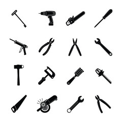 Tools icons silhouette vector illustration