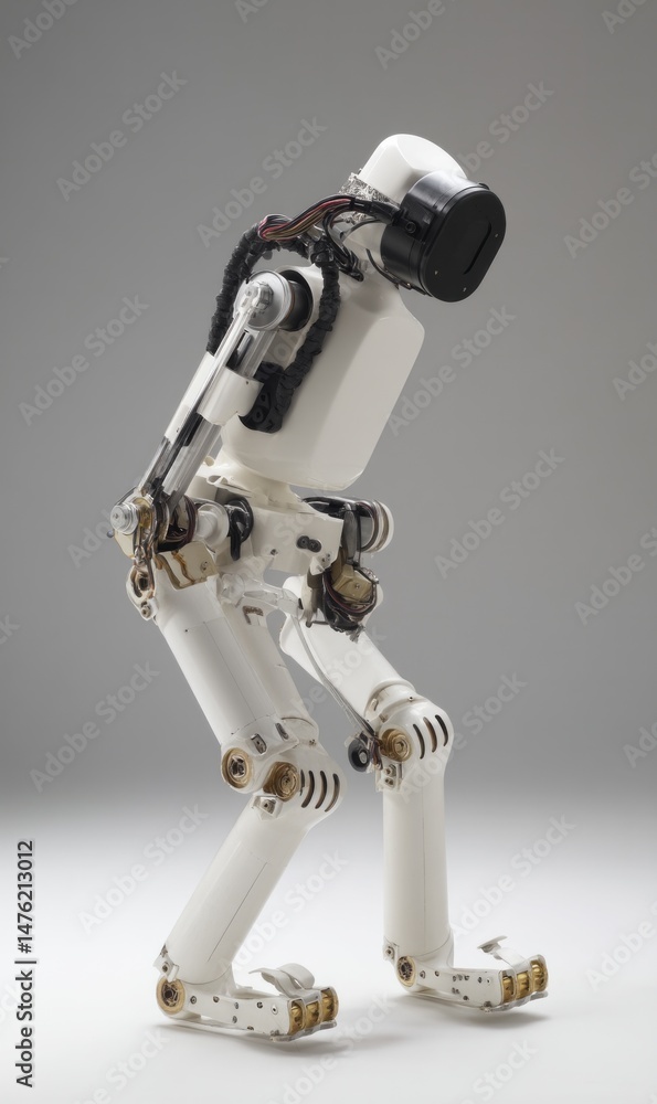 Poster robot prototype demonstrates advanced walking capabilities in a studio