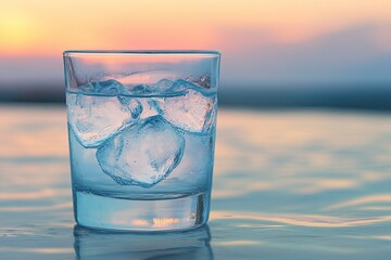Refreshing iced water at sunset