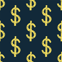 Seamless pattern with dollar currency symbol for decorative print, wrapping paper, greeting cards, wallpaper and fabric