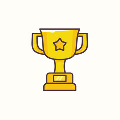 Flat style trophy icon featuring a gold cup design