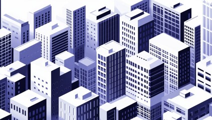 Isometric city skyline with modern buildings