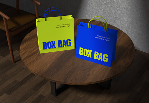 Box Bag on The Table Mockup