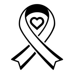Black mental health awareness ribbon silhouette transparent vector design for support