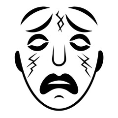 Black silhouette depicting a sad face expressing emotional pain and distress