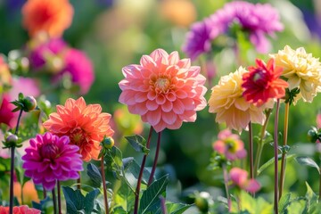 Vibrant dahlia blossoms in a garden (1)