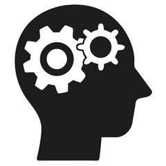 Brainstorming and cognitive process concept represented by head and gear silhouette