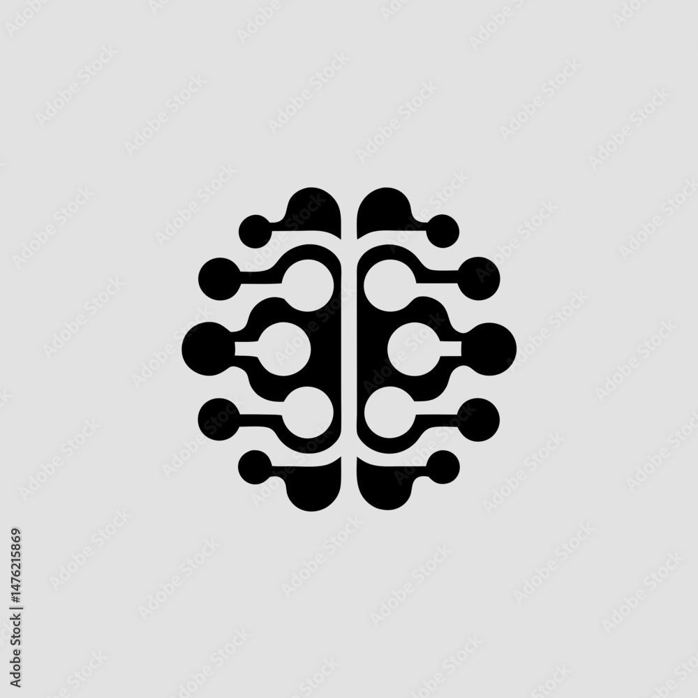 Poster digital brain icon illustrating technology and artificial intelligence concepts.