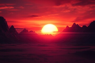 Fiery Sunset Over Mountain Range (1)