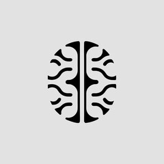 Creative brain icon simple representation of human intelligence concept in black color