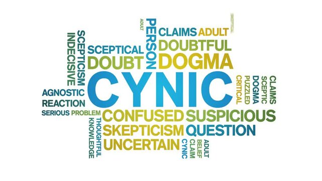 Cynic animated word cloud;text design animation tag kinetic typography seamless loop.
