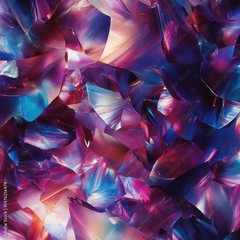 Poster abstract colorful crystal shards close up macro shot with light reflections and vibrant hues for bac