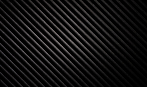 Black wavy metallic surface. Dark steel background with parallel lines