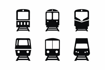 set of Train Stop silhouette vector illustration