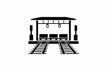 Train Stop silhouette vector illustration